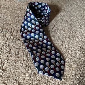 NEW Christian Pelini Silk Hand Made Golf Ball on Tee Novelty Tie